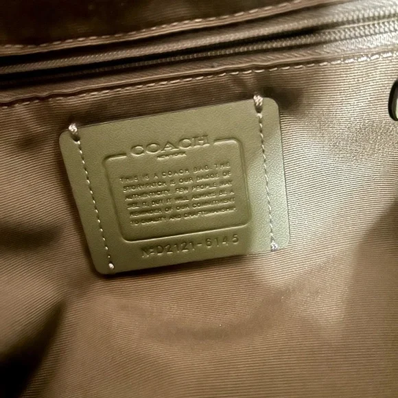 Coach Olive Green Leather Backpack - Picture 4 of 6